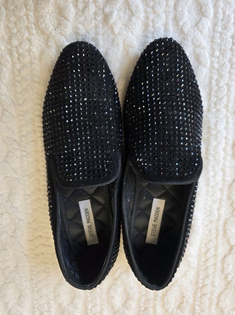 Steve Madden Caviar Black Rhinestone Smoking Loafers Men’s 11